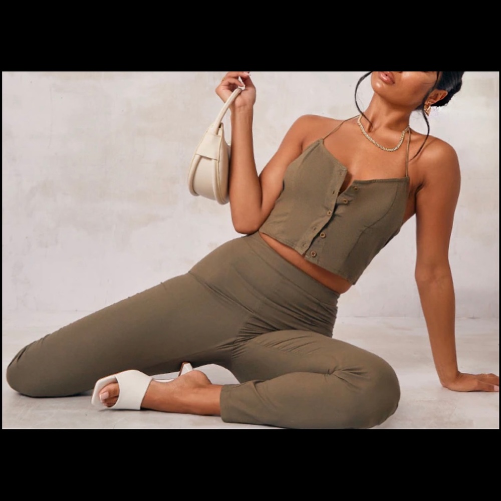 KHAKI WOVEN LINEN SET